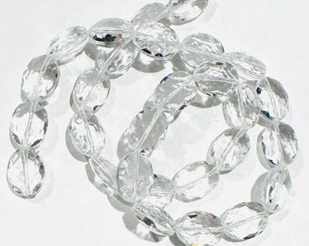 Contas de cristal galvanizadas: fio oval transparente (12 x 15 mm)