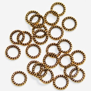 50 pcs  Antique  gold  color alloy twisted jumpring 8mm, closed jumprings, closed connector