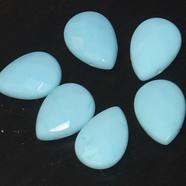 SALE---------------6 pcs --------------of Turquoise light quartz glass faceted flat briolette 13X18mm