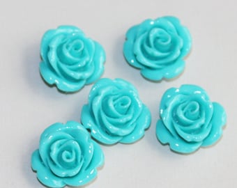 10 pcs  Synthetic Coral flower beads 14x13mm light Blue