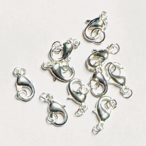 銀メッキロブスタークラスプ10個 15 x 8 mm 画像 1