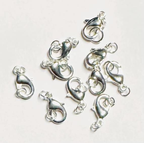 10 pcs of Silver Plated lobster clasps 15x8mm