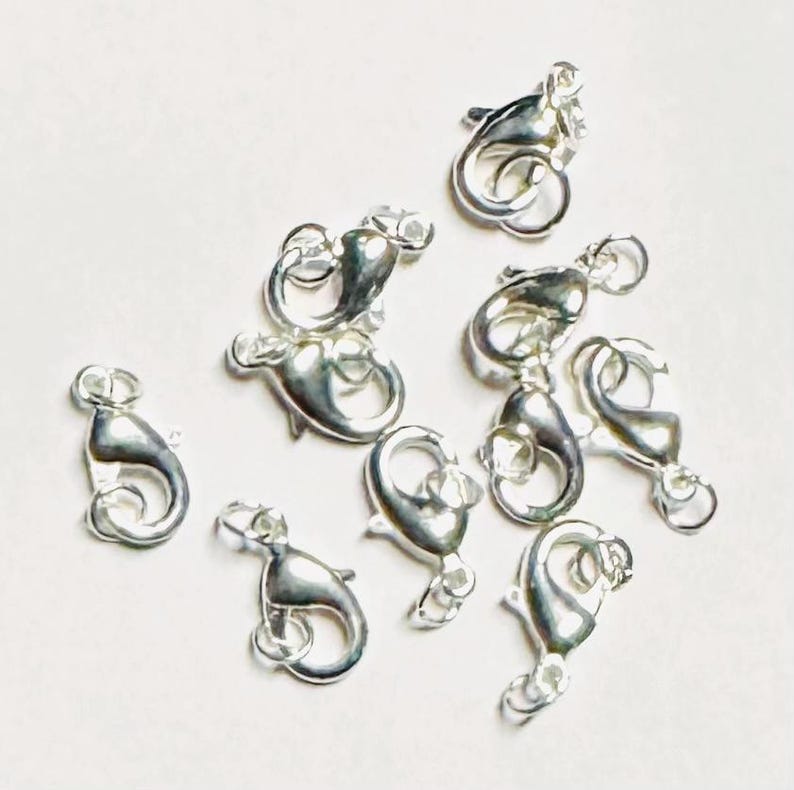 銀メッキロブスタークラスプ10個 15 x 8 mm 画像 1