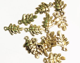 Bulk 100 pcs antique gold Oak Leaf charm 9x15mm, bulk leaf charm, antique  gold alloy leaf charm