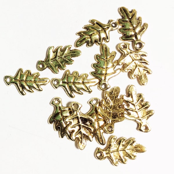 20  pcs of antique gold Oak Leaf charm 9x15mm, bulk leaf charm, antique  gold alloy leaf charm