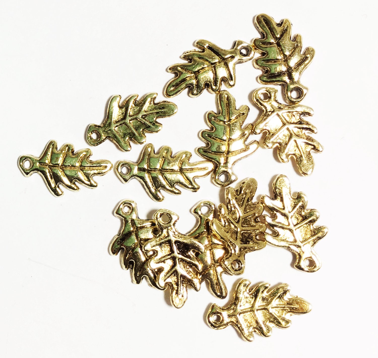 Bulk 100 pcs antique gold Oak Leaf charm 9x15mm, bulk leaf charm, antique  gold alloy leaf charm