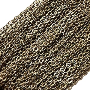 32 ft spool  antiqued brass flat cable chain 3X3mm
