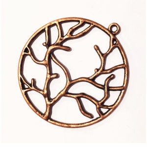 6 pcs Pendentif arbre de vie en cuivre antique 40 mm