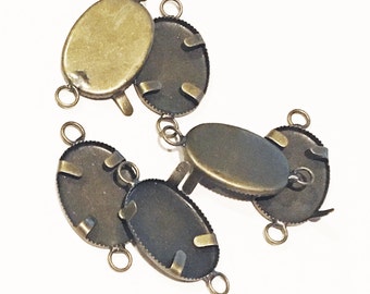 6 pcs  antique brass Cabochon setting for 13x18mm cabochon