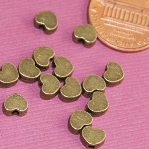 50 pcs  Antique brass heart beads 6x5mm