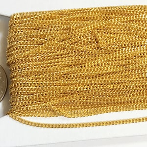 10ft  Gold plated tiny curb chain - 1.3mm - Soldered links
