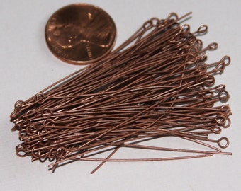 Bulk 1000 pcs of Antiqued copper Eye Pin - 2  inch long - 24 gauge