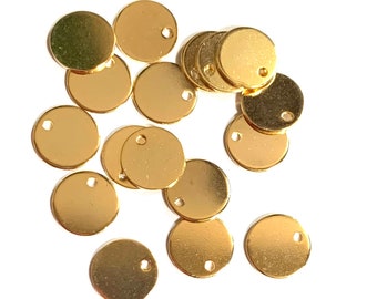 100 pcs light gold steel coin drop 10mm