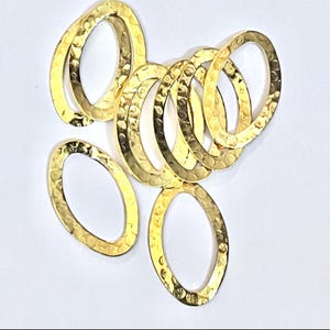 10 pcs  Gold  color  hammered Oval Links 28X17mm