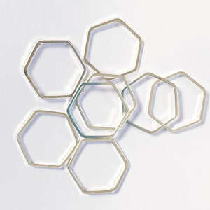 100 Silver Plated Brass Hexagon Connectors: 16x18mm Linking Charms