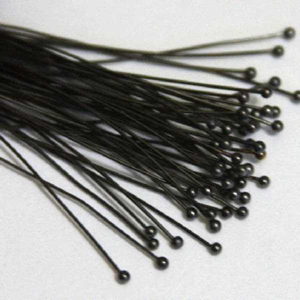 100 Gunmetal Ball end head pins - 24 gauge - 2 inch