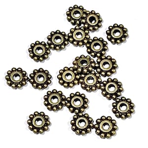 100 pcs  antique brass Daisy  spacer 6mm