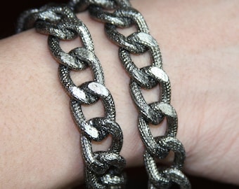 5 ft  Aluminum Chunky heavy chain Curb open link chain  21x15mm,  Gunmetal chain, large chunky aluminum chain