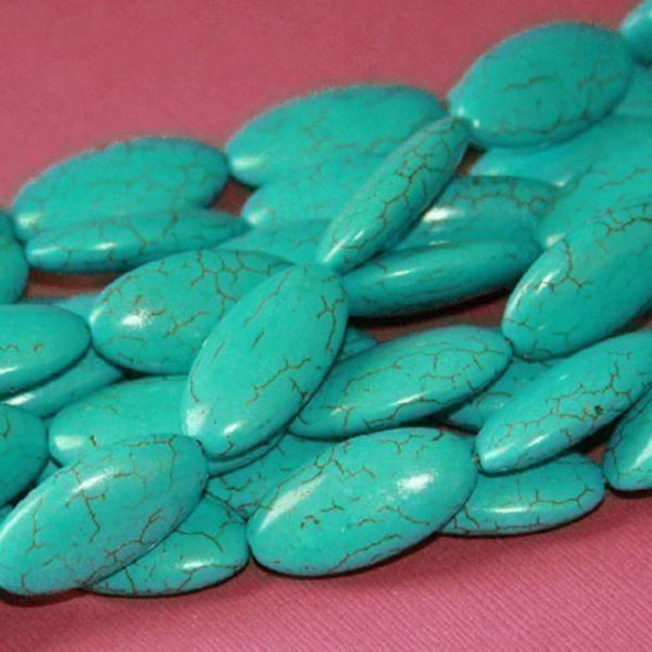 One  strand  Howlite Turquoise long Oval beads 30X15mm