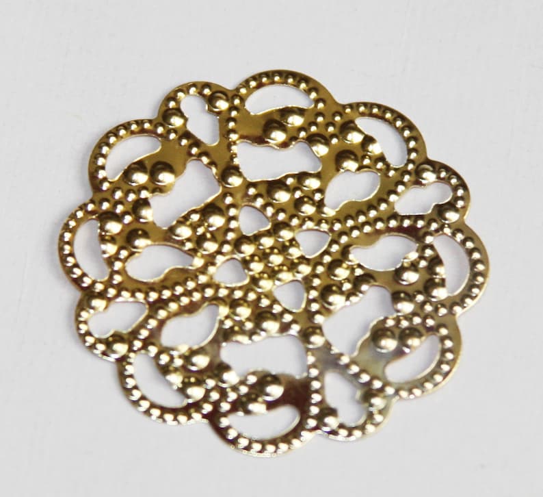 10 pcs gold plated filigree flower wrap, earring drops, pendant drops, gold color flower drops 33mm YBFL102GD image 1