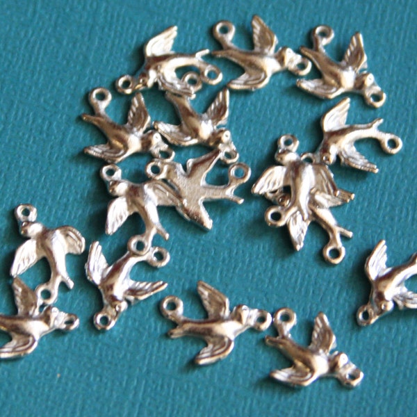 24 pcs  Silver plated  bird connector 14x12mm
