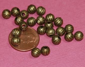 100 pcs  antique brass  round Corrugated beads 4mm