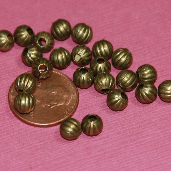 100 pcs  antique brass  round Corrugated beads 4mm