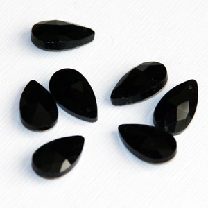 Bulk 30 Crystal Suncatcher flat faceted teardrop 16x9mm Black