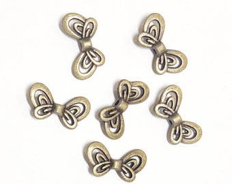 100 Antique Brass Butterfly Beads: Zinc Alloy Spacers (17x9mm)