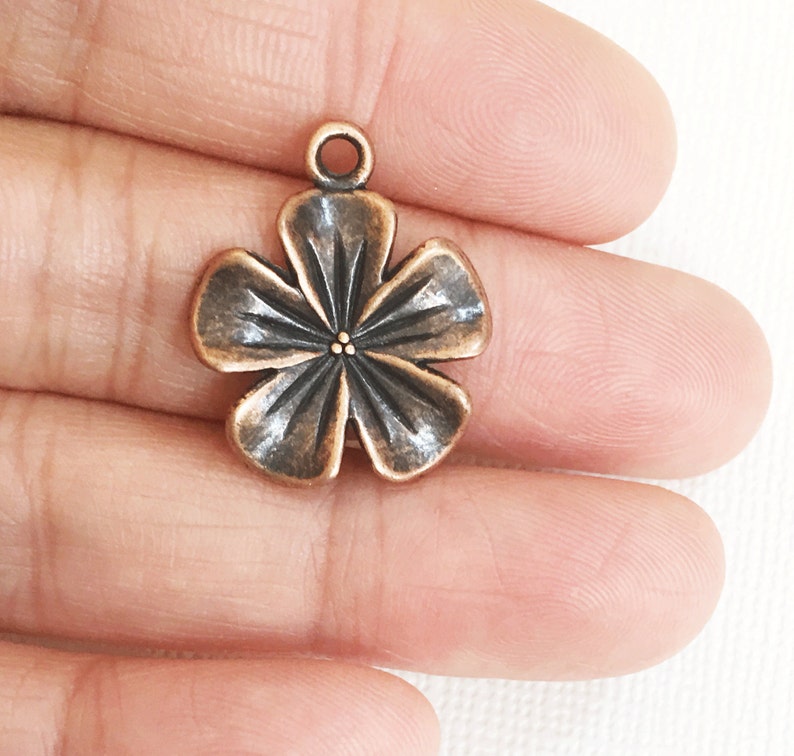 12 Pcs Antique Copper Flower Pendant 20x19mm Copper Alloy Etsy