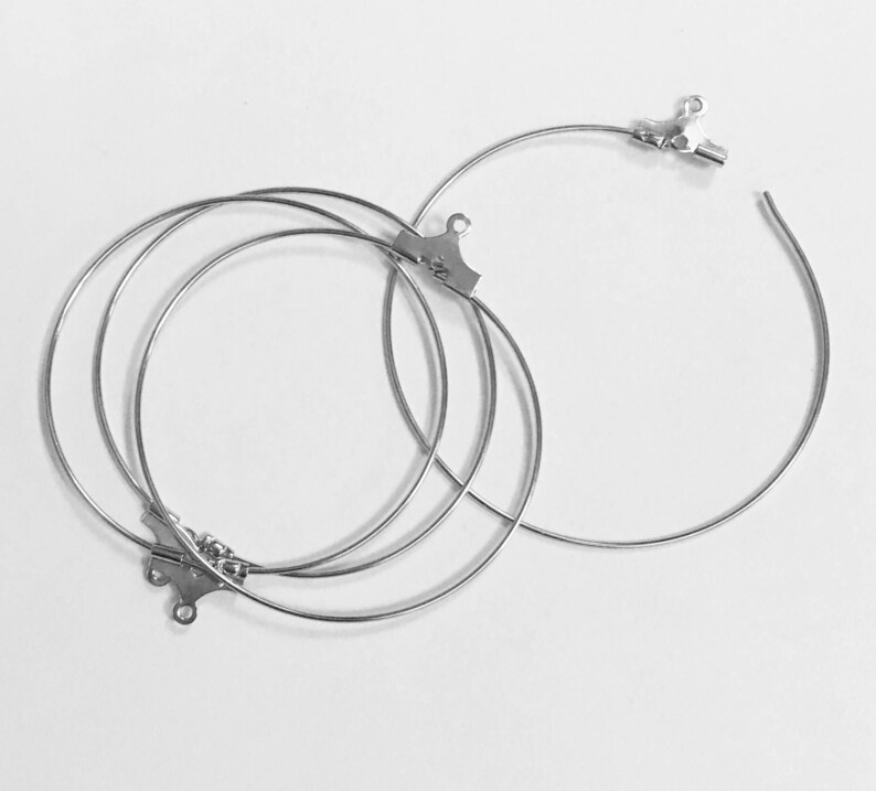20 Stück Antik versilberte Messing Creolen 40 mm, Platinfarbe Bild 2