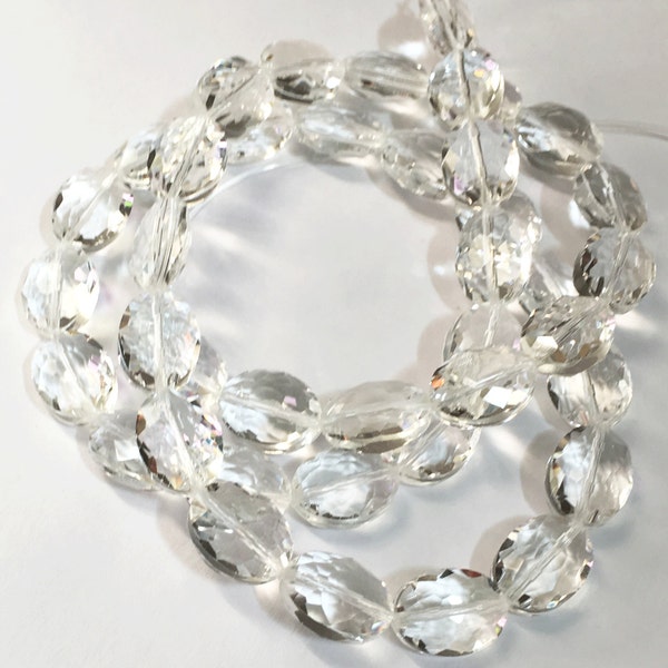 One strand  oval crystal beads beads 12x15mm, electro plated crystal beads, clear crystal