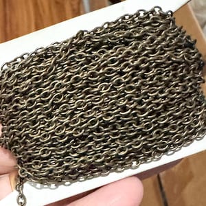 90 ft  Antiqued Brass finished iron round cable chain 2.6X3.9mm - unsoldered