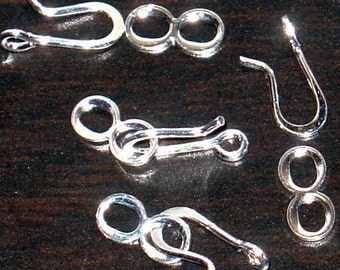 100 sets of Silver plated flat hook and eye clasp 19X6mm