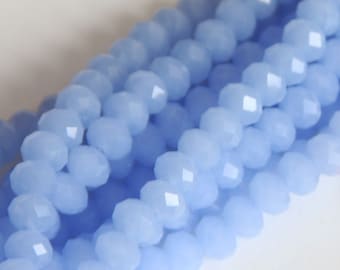 16 inch Strand  Blue Glass faceted rondelle beads 4x6mm