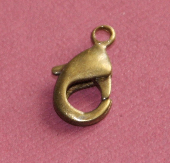 15 Antiqued Copper Lobster Clasps 15x8mm