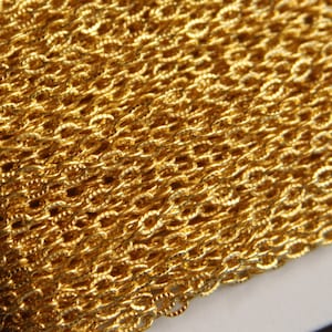 15 ft  gold plated texture cable chain 3X5mm- unsoldered