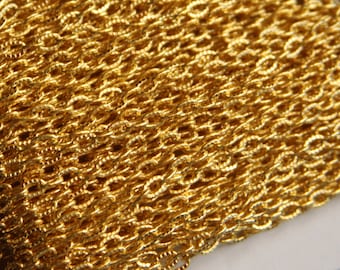 15 ft  gold plated texture cable chain 3X5mm- unsoldered