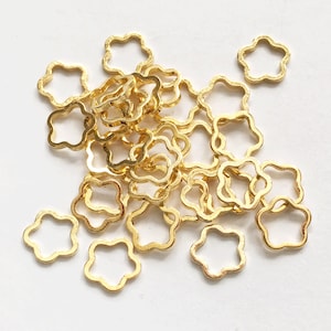 100 piezas de anillos de flores de latón de color dorado de 8 mm, anillos de flores a granel