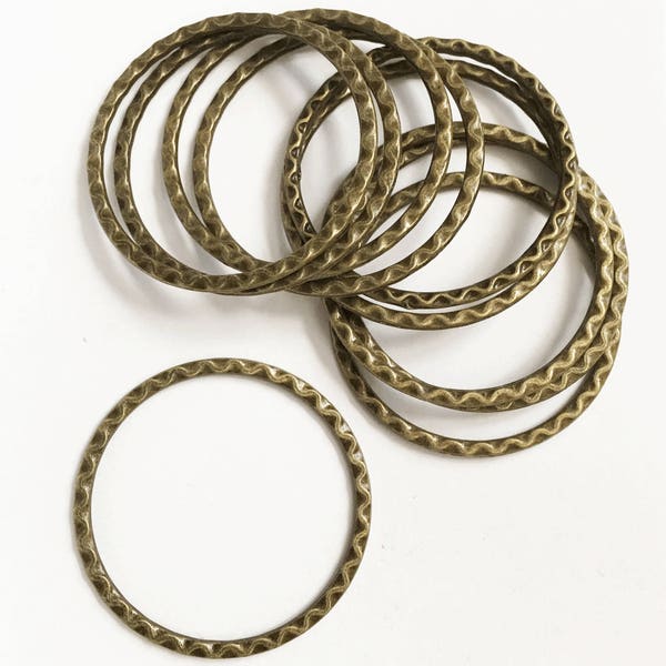 10 pcs  Antiqued brass double sided pewter rings 31mm, bulk zinc alloy rings