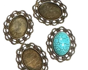 10 pcs  antique brass Cabochon setting 23x28mm