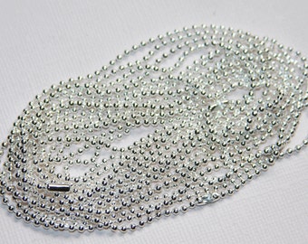 5 strands  24 inch Silver plated ball chain with connector  1.8mm