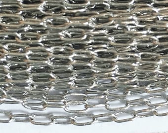 32 ft antiek verzilverd messing ovale ketting (3,6 x 2 mm)