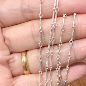 2 ft Sterling Silver Medium textured bar chain 1x8mm