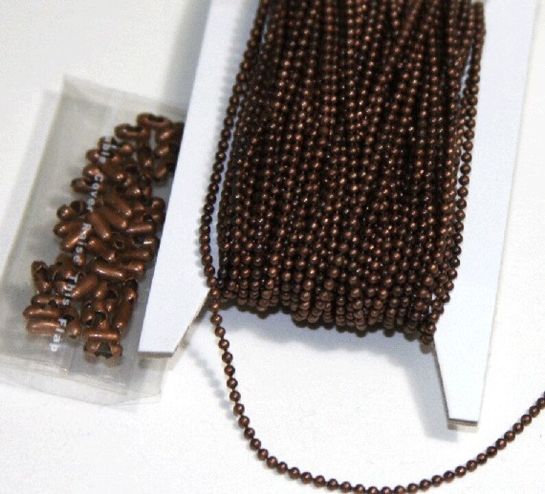 32 ft antique copper chain 1.5mm ball chain with connector Etsy