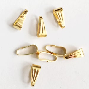 50 Gold Plated Snap Bails 9x4mm: Brass Locket Bails