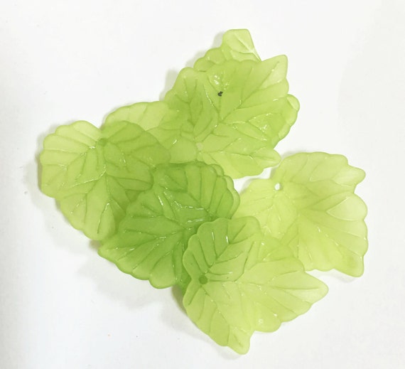 100 White frosted acrylic leaf charms AL24