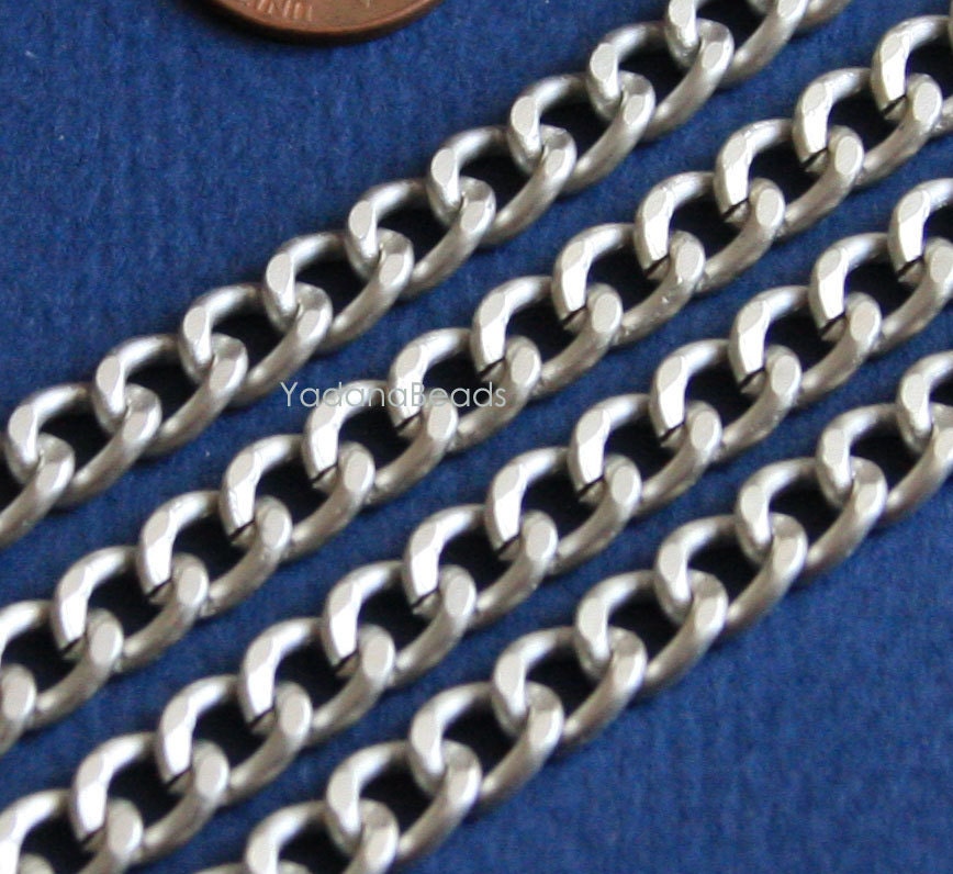 Grosse chaîne gourmette en aluminium 7 x 10 mm 5 pi - Argent mat