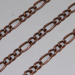 15 ft  Antique Copper  Plated Figaro Chain 5x8.6mm - Open Link
