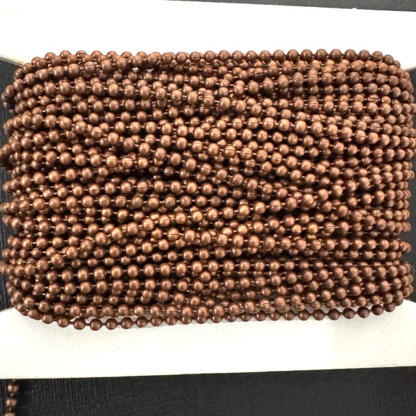 32 ft   antiqued copper 1.5mm ball chain with connector